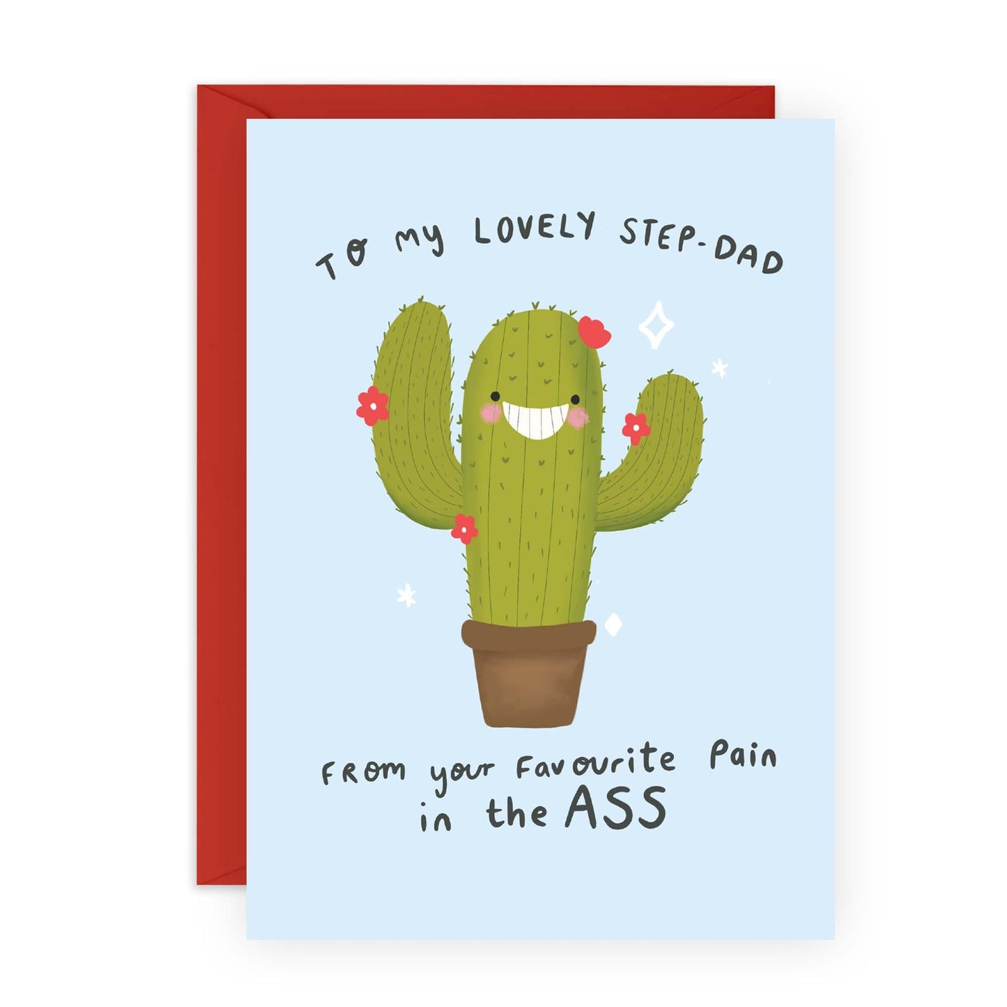 Step Dad Birthday Cards Funny - From Your Favourite Pain In The A - Cactus Jokes Pun Humour - Father's Day Card For Stepdad - I Love You Gifts For Men Stepfather - Comes With Stickers By Central 23