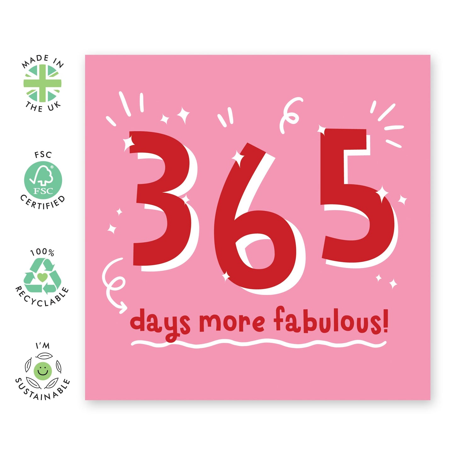 Best Friend Birthday Card For Women - 365 Days More Fabulous! - Happy Birthday Mum Card - Girlfriend Birthday Card - Gifts For Him Her Daughter Wife Nan Aunt - Comes With Fun Stickers By Central 23