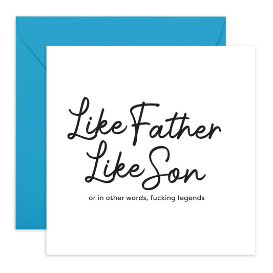 Dad Birthday Card from Son - Like Father Like Son - Funny Fathers Day Card For Men Papa Pop Daddy - Thank You Cards, I Love You Dad Card - Gift For Him - Comes With Stickers By Central 23