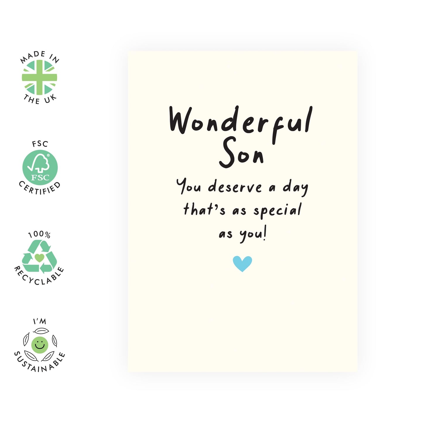 Sweet Happy Birthday Card - 'Wonderful Son' - Cute Presents for Sons, Child, Kid by Mum and Dad - We Love You - Comes with Fun Stickers