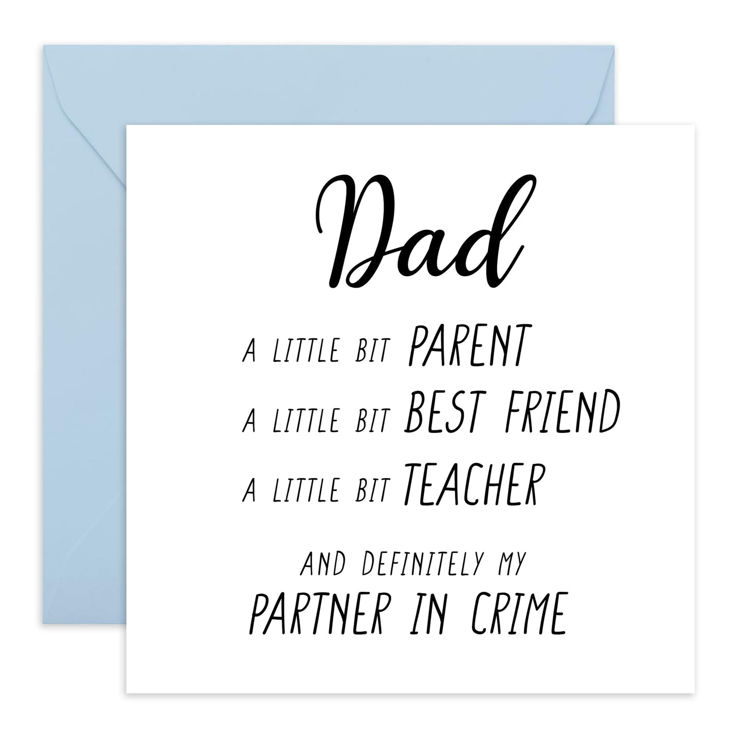 Birthday Cards For Dad - Dad, My Partner In Crime - Happy Fathers Day Card From Daughter Son - Sweet Greeting Cards For Men - Gifts For Him Men Papa Daddy Pop - Comes With Stickers By Central 23