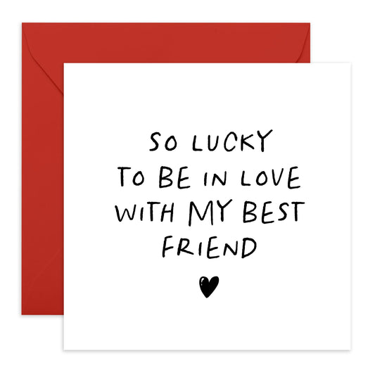 Love Cards For Him Her - In Love With My Best Friend - Valentines Day Card Girlfriend Boyfriend - Anniversary Card Couple Fiance - Husband Wife Greeting Cards - Comes With Stickers By Central 23