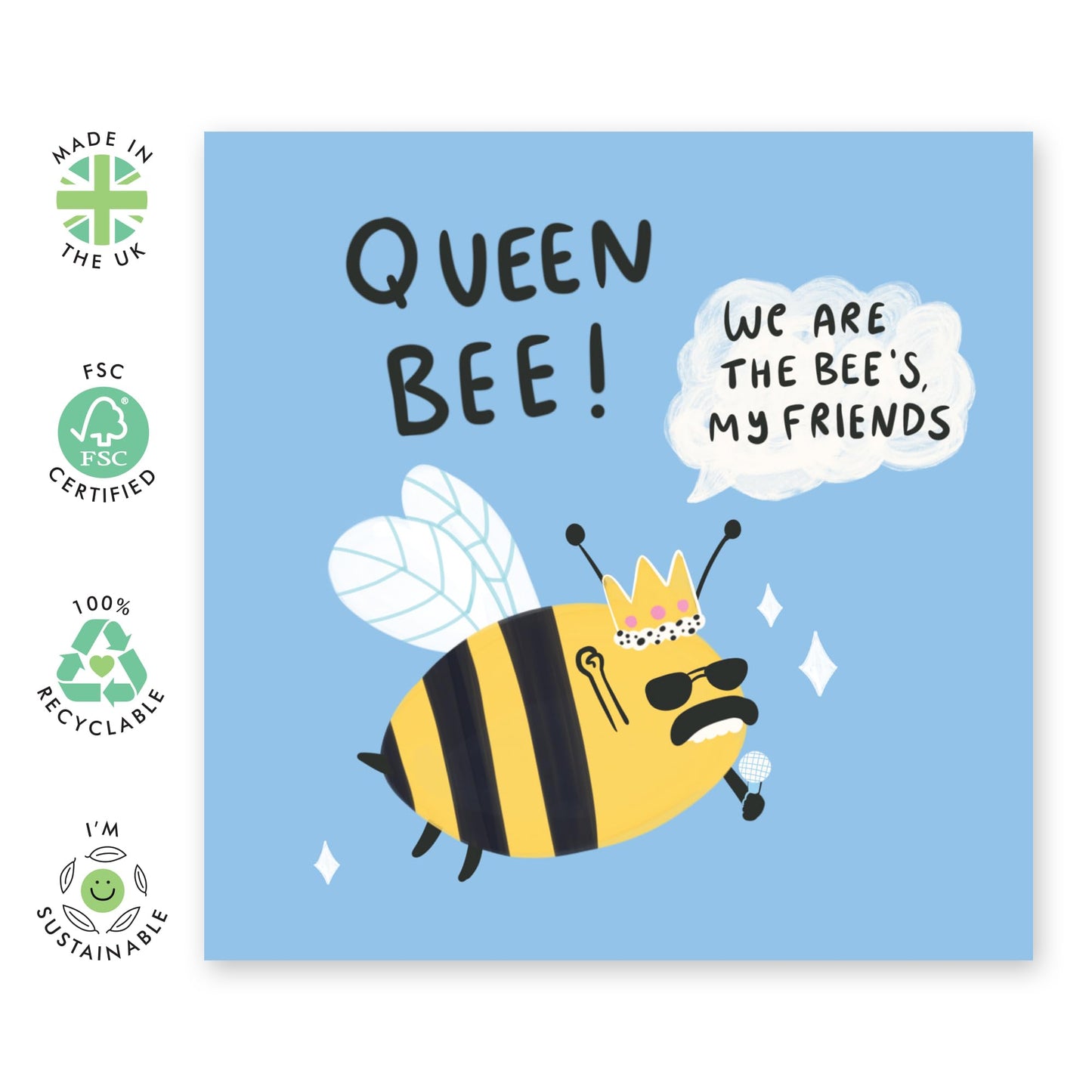 Male Birthday Cards For Her - We Are The Bees My Friends - Funny Birthday Card For Dad Husband - Friend Birthday Gifts Girly - Men Birthday Card - Comes With Stickers By Central 23