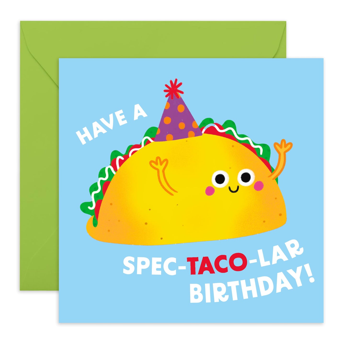 Happy Birthday Cards For Her Him - Have A Spec-taco-lar Birthday - Birthday Greeting Card Kids - Cute Greeting Cards For Nephew Niece - Gifts From Mum Dad - Comes With Fun Stickers - By Central 23