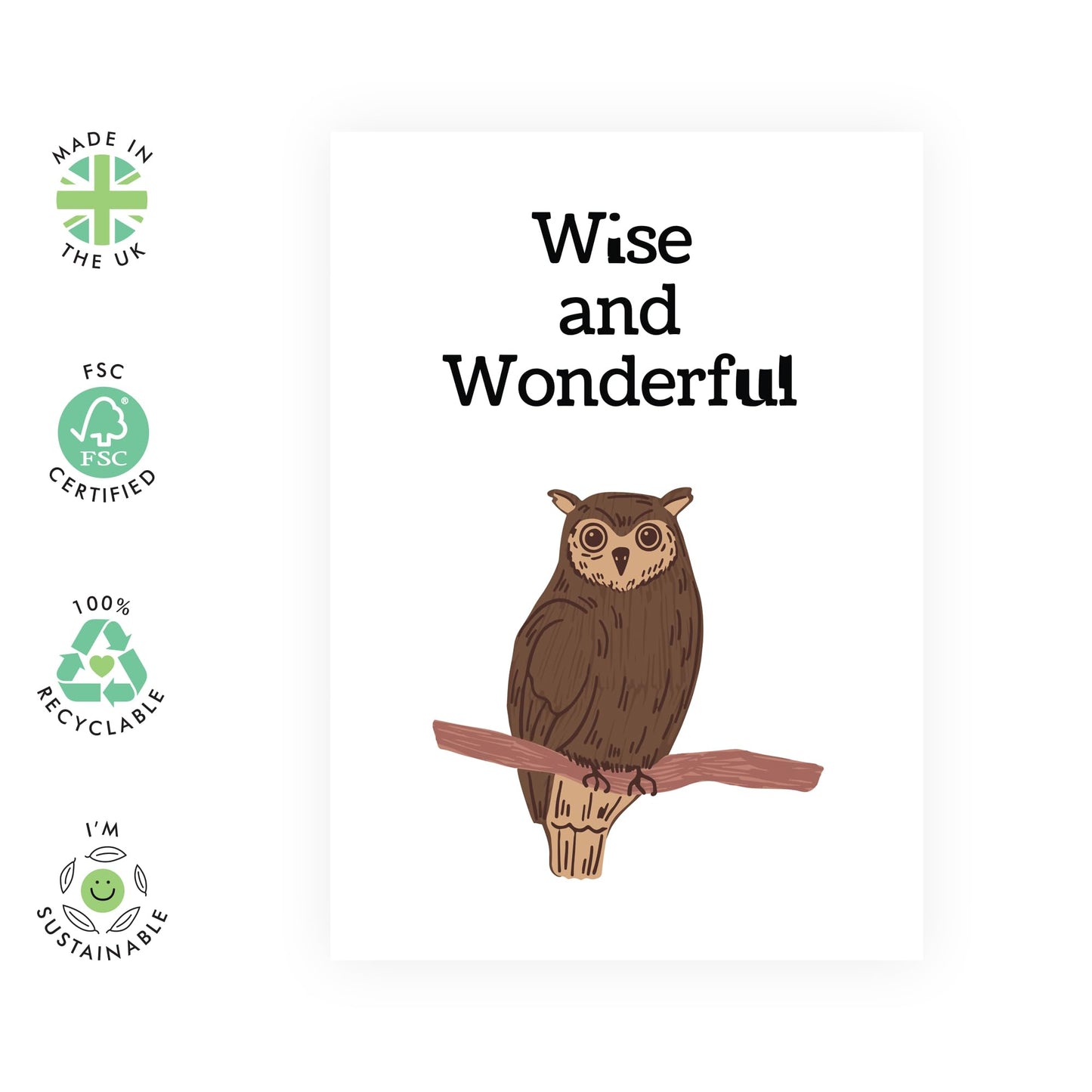 Birthday Cards For Mum Dad Humour - Wise And Wonderful Owl - Greeting Cards For Men Women Brother Sister - Friends Birthday Card - For Him Her - Comes With Stickers - By Central 23