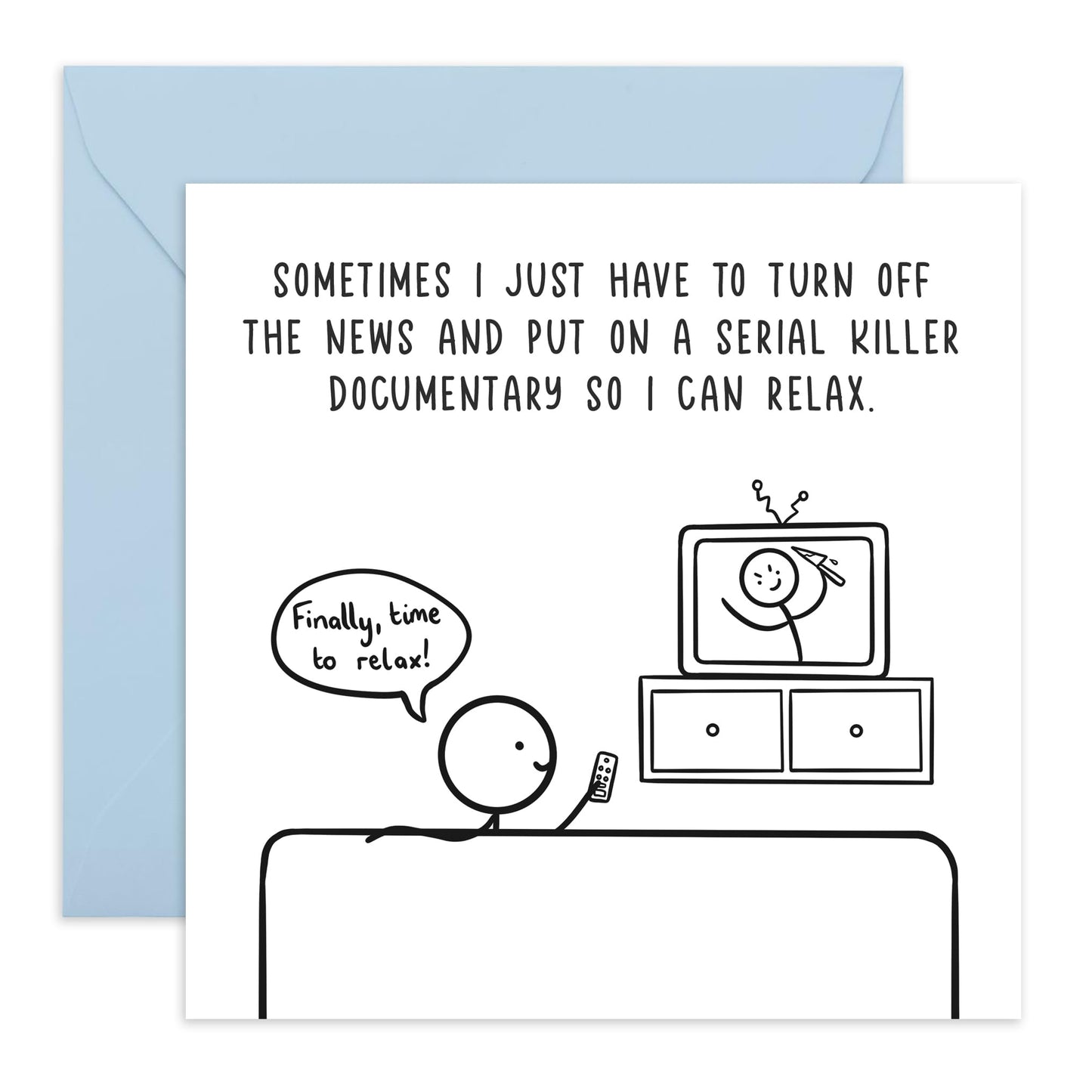 Hilarious Birthday Card for Middle Aged Adults - 'Killer Documentary To Relax' -Gifts for Friends, Bruv, Mates, Colleagues, Co-workers, Him, Husband, Partner - Watch TV - Comes with Fun Stickers