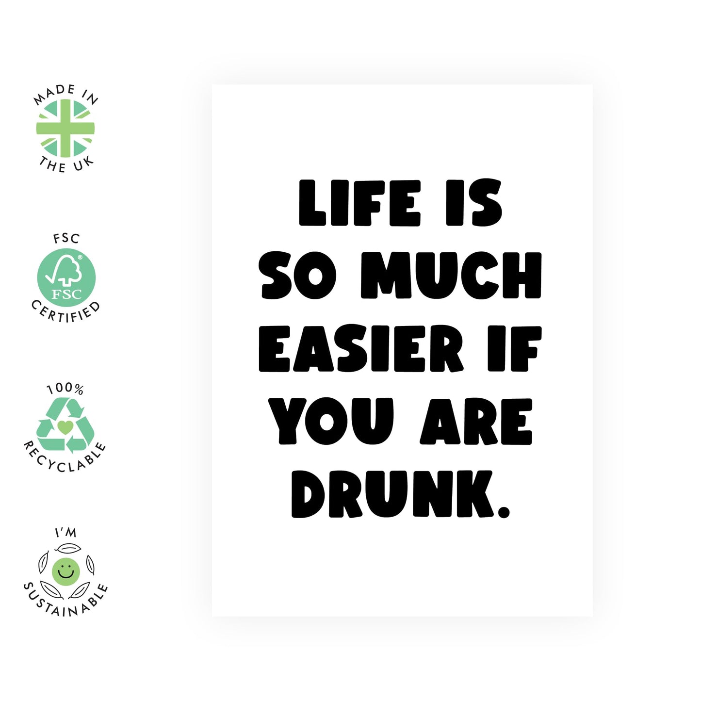 Friend Birthday Card - Easier If You Are Drunk - Humorous Birthday Cards For Men Women - For Sister Brother Colleagues - Comes With Stickers - By Central 23