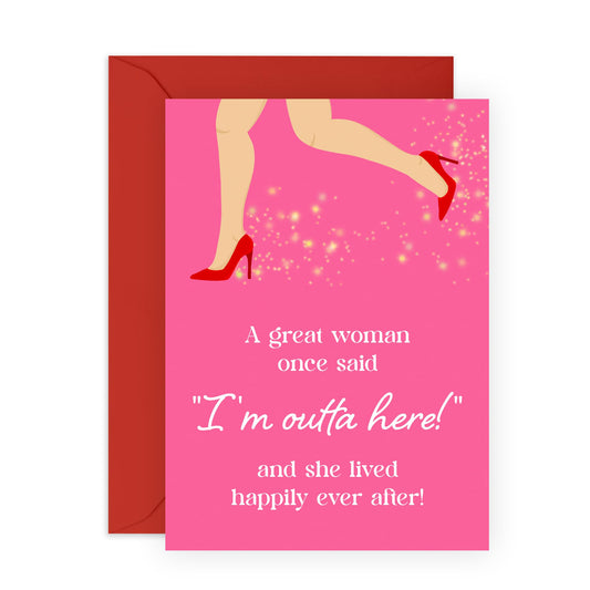 Leaving Card For Colleagues - I'm Outta Here - Funny Goodbye Cards For Coworkers Officemates Friends Female - Retirement Card For Women - Good Luck Gifts - Comes With Stickers - By Central 23