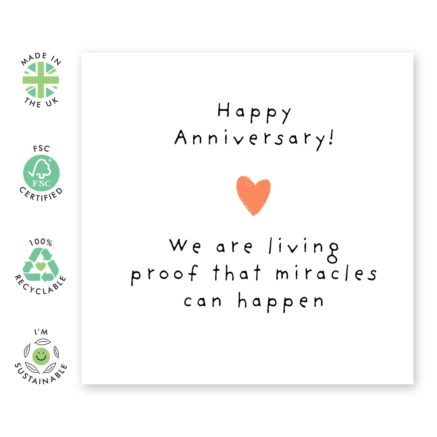 Anniversary Card - 'ANNIVERSARY: WE ARE A MIRACLE' - Perfect for Celebrating Love and Togetherness with Heartfelt Sentiment - Ideal for Partners Spouses Couples - Comes With Stickers By Central 23