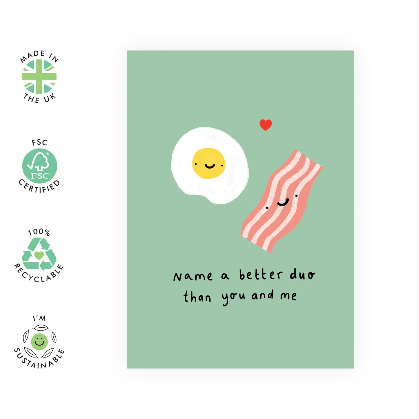 Greeting Card - 'Bacon and Egg Duo' - Perfect for Celebrating Your Favorite Pair with a Fun Twist to Any Occasion - Ideal for Him Her Couple Friend Wife Husband - Comes with Stickers By Central 23