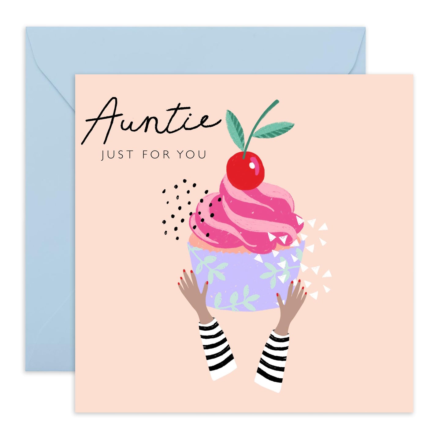 Auntie Just For You - Auntie Birthday Card From Nephew Niece - Cupcake Greeting Cards - Aunt Mothers Day Cards For Her - Heartfelt Gifts For Women Female Tia Aunty - Comes With Stickers By Central 23