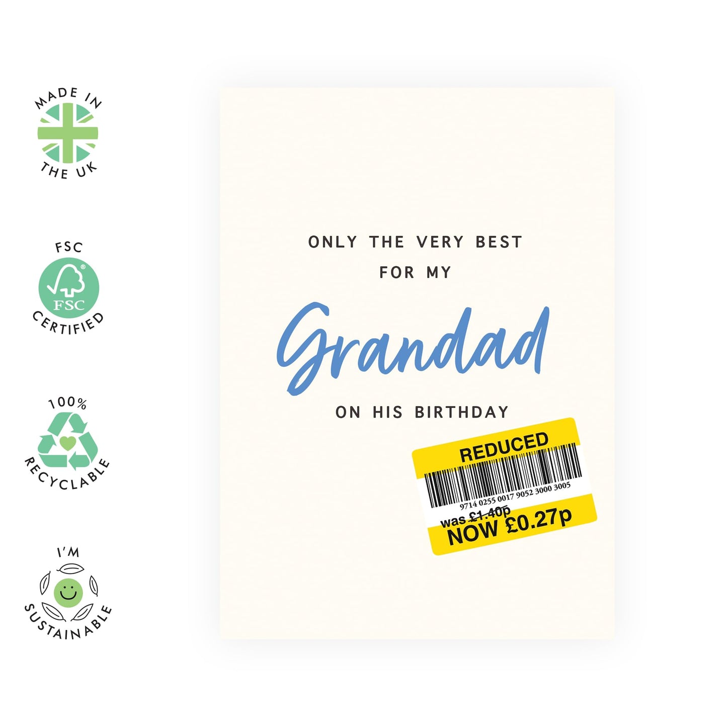 Greeting Card - 'Only the Very Best for My Grandad' - For Your Grandfather - Heartfelt Design - Ideal for Expressing Love and Appreciation - Perfect for Any Occasion -Comes with Stickers by Central 23