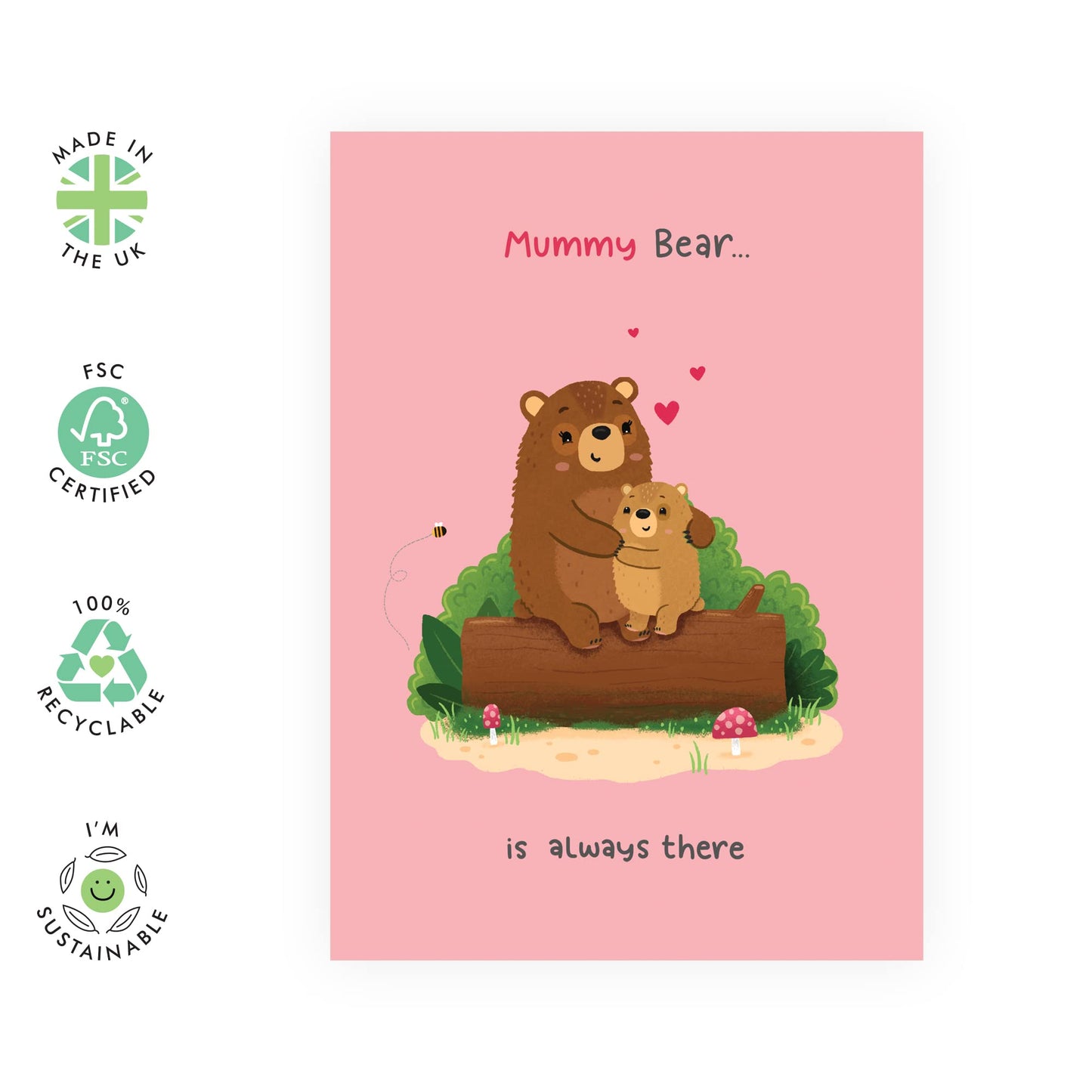 Sweet Card for Her - 'Mummy Bear' - Thank You Cards For Mum - Appreciation Cards For Mother - Wife - Sister In Law - Comes With Stickers - By Central 23
