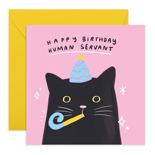 Cat Dad Birthday Card - Happy Birthday Human Servant - Funny Birthday Greeting Card For Her Fur Mum - Cheeky Gifts For Pet Owner - Comes Wit Fun Stickers By Central 23