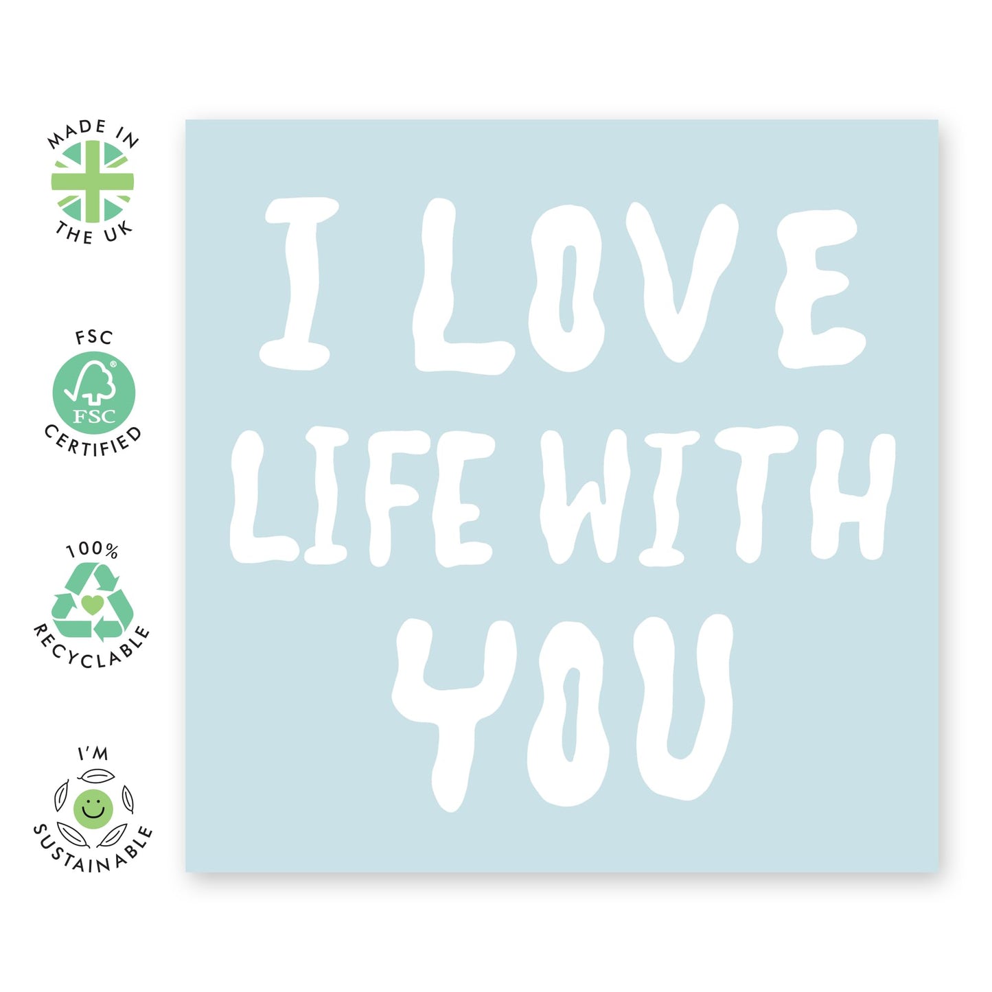 Sweet & Simple Love Card - 'With Love Floral' - Anniversary and Valentines Day Gifts for Boyfriend, Husband, Wife, Girlfriend, Partner, Other Half - ILY - Comes with Fun Stickers