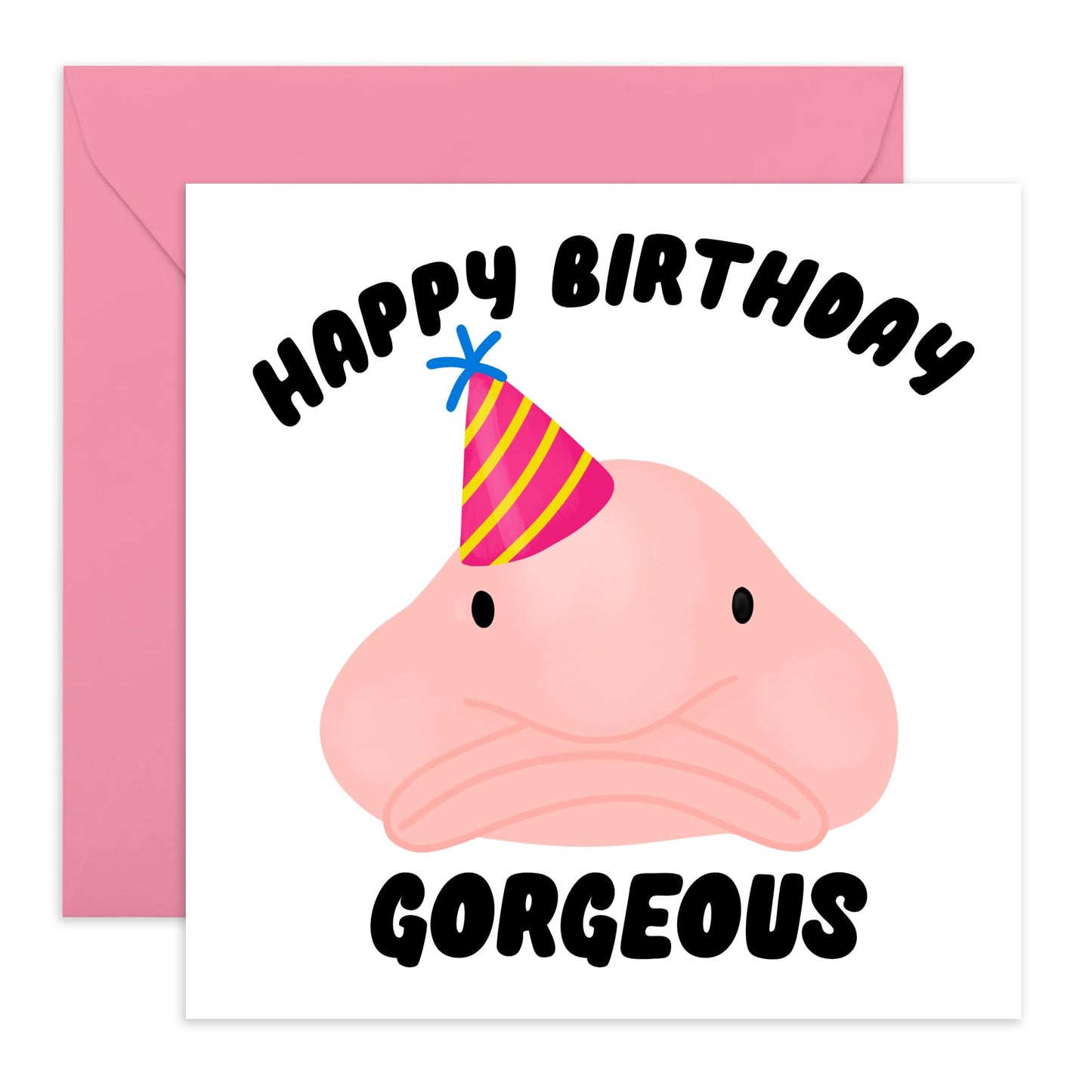 Happy Birthday Card - 'Birthday Blob Fish' - Gifts for Best Friends, Besties, BFF,Girlfriends, Sister, Sis, Gals, Wife, Girlfriend, Her - Gorgeous - Comes with Fun Stickers