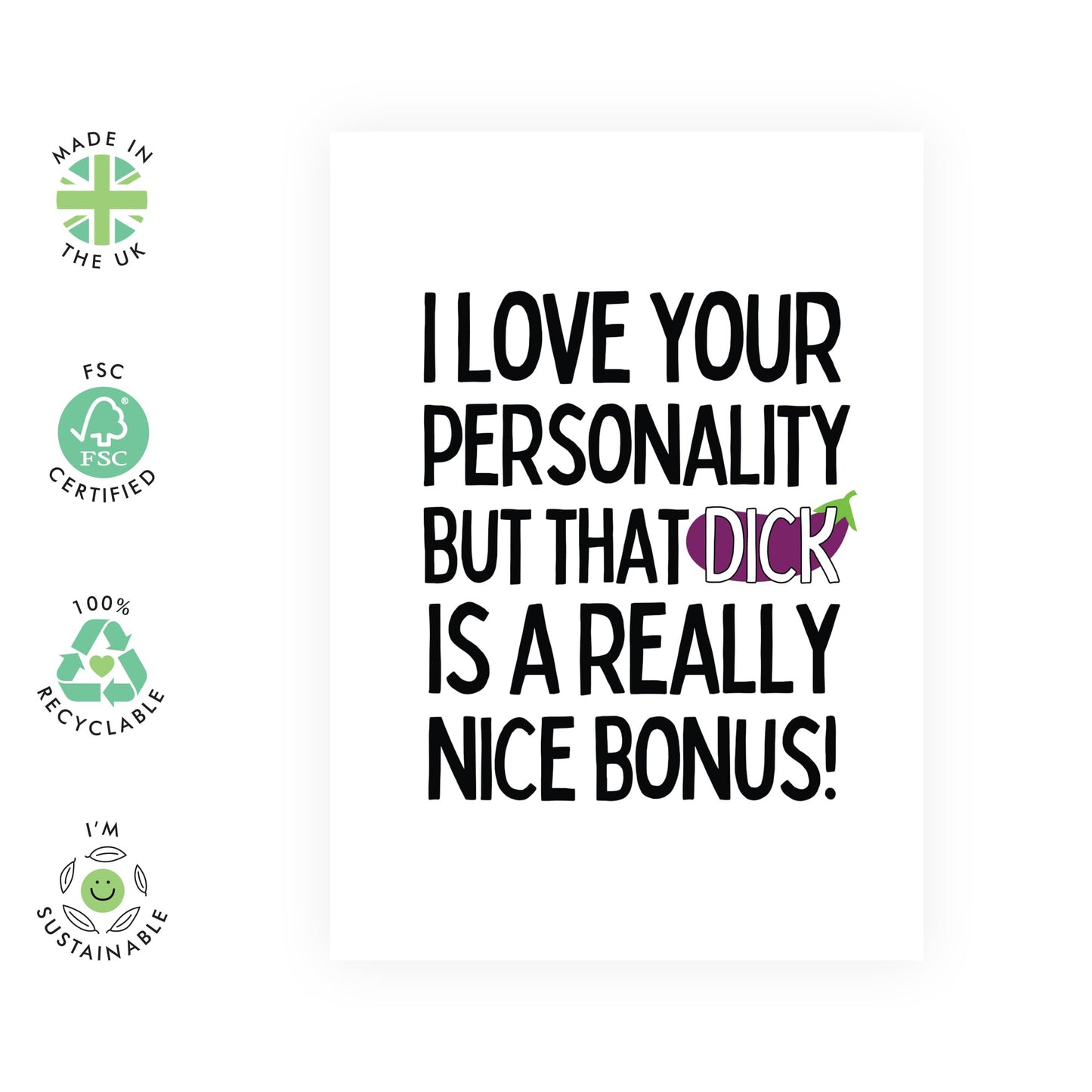 Humorous Greeting Card - 'LOVE YOUR PERSONALITY BUT THAT D**K' - Perfect for Adding a Touch of Humor to Your Message - Ideal for Husband with a Great Sense of Humor - Comes With Stickers By Central 23