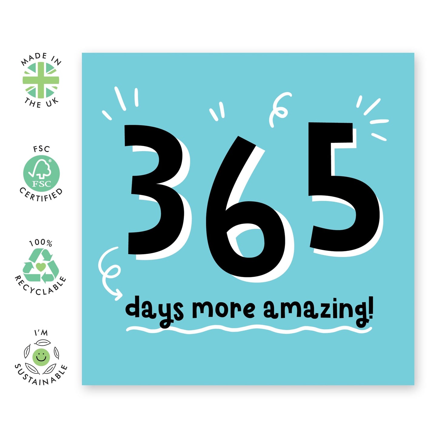 Cute Birthday Card For Boys - 365 Days More Amazing! - Happy Birthday Dad Card - Boyfriend Birthday Card - Gifts For Him Her Son Husband Friernds - Comes With Fun Stickers By Central 23