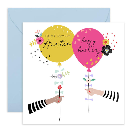 Birthday Card For Aunt - Happy Birthday To My Lovely Auntie - Heartfelt Greeting Card For Her Women Female Tia Aunty - Gifts From Niece Nephew - Comes With Fun Stickers By Central 23