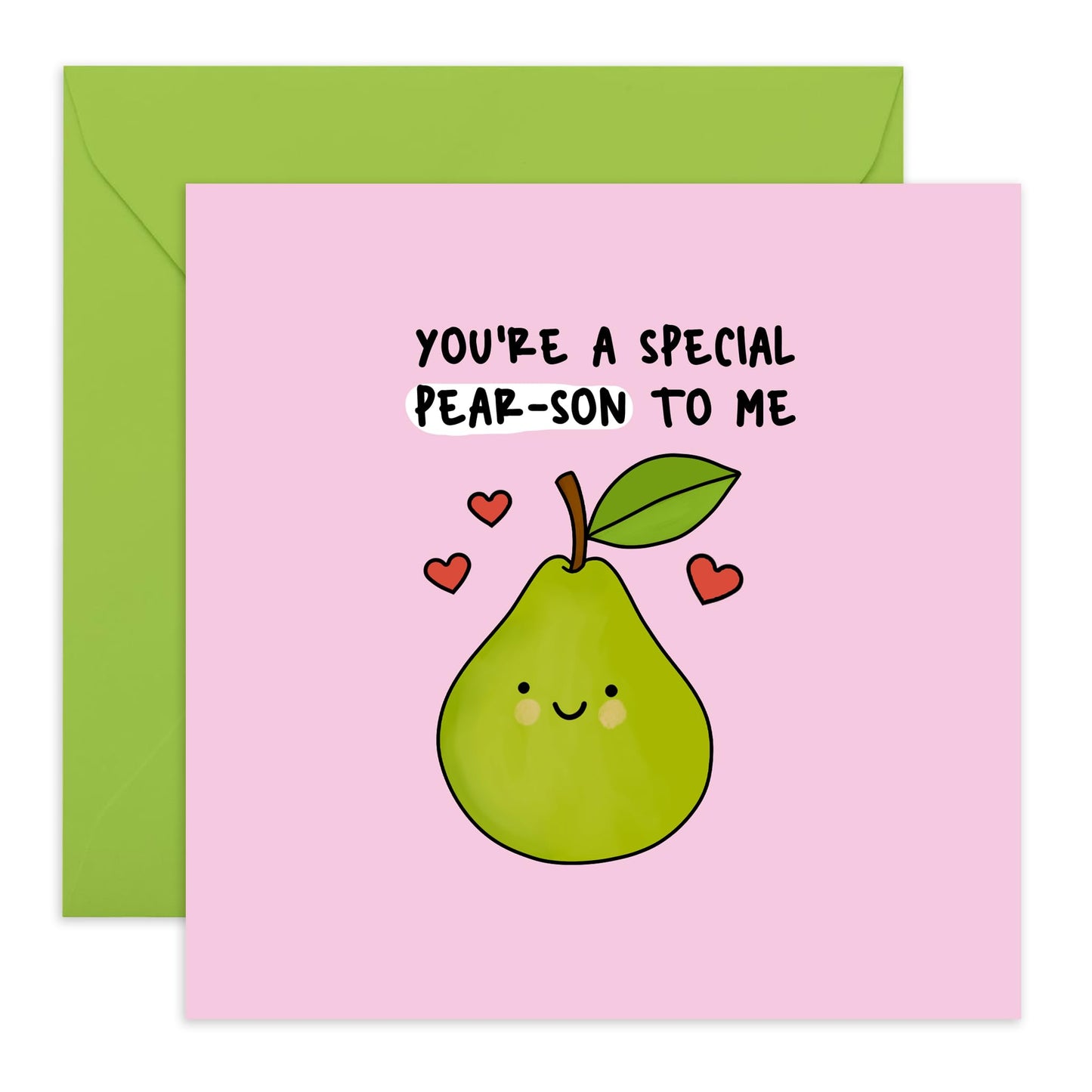 Cute Greeting Card - 'YOU'RE A SPECIAL PEAR-SON TO ME' - Perfect for Adding Fun to Any Occasion - Ideal for Him, Her, Friends, Family, Colleagues, Brother, Sister - Comes With Stickers By Central 23