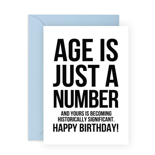 Birthday Cards For Women - Age Is Just A Number - Humorous Birthday Cards For Men - For Mum Dad Brother Sister - Gifts For Her Him - Comes With Stickers - By Central 23