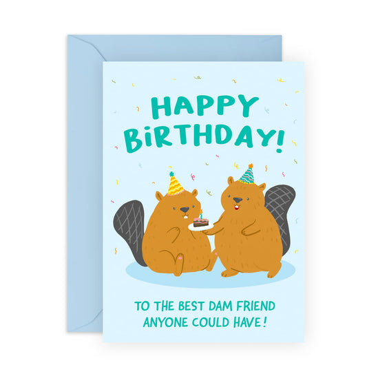 Friend Birthday Cards For Men - Friend Birthday Beaver - Sweet Birthday Cards - Friendship Cards For Best Friend - Gifts For Her Him - Comes With Stickers - By Central 23