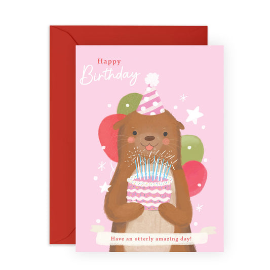 Birthday Card For Men Women - Have An Otterly Amazing Day! - Cute Otters Birthday Greeting Cards - Gifts For Friends Cousin Coworker Nephew Niece - Comes With Fun Stickers By Central 23