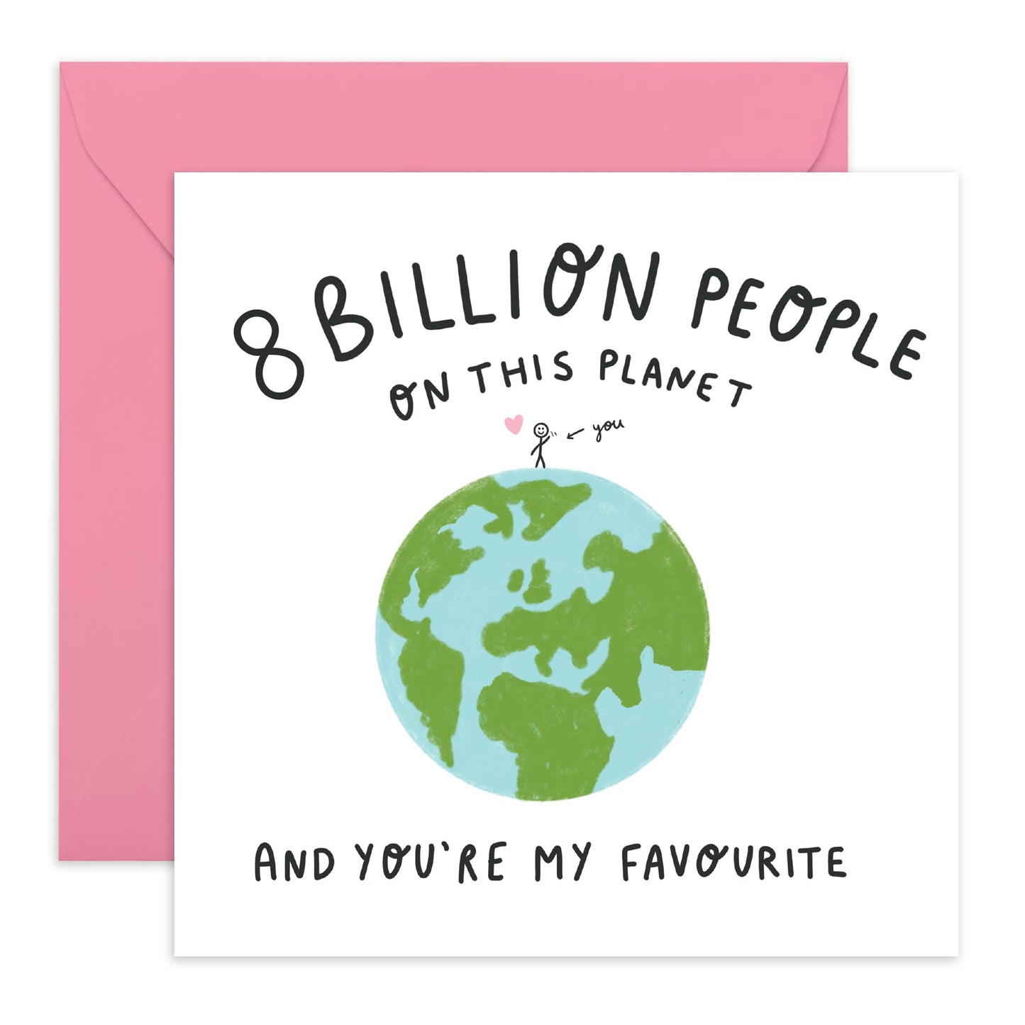 Valentines Card For Boyfriend Girlfriend Couples - 8 Billion People On This Planet - Birthday Card For Adult Men Women - Anniversary Card For Him - For Husband Wife - Comes With Stickers By Central 23
