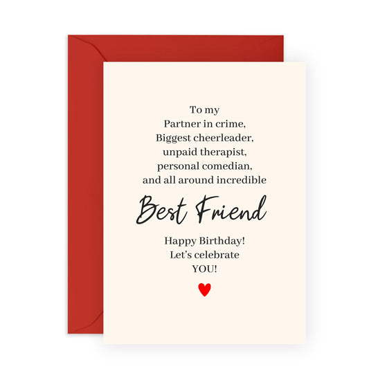 BFF Greeting Card - 'Best Friend Birthday Card - Gifts for Besties, Girlfriends, Her, Him, Men, Women - Celebrating Friendship - Comes with Fun Stickers