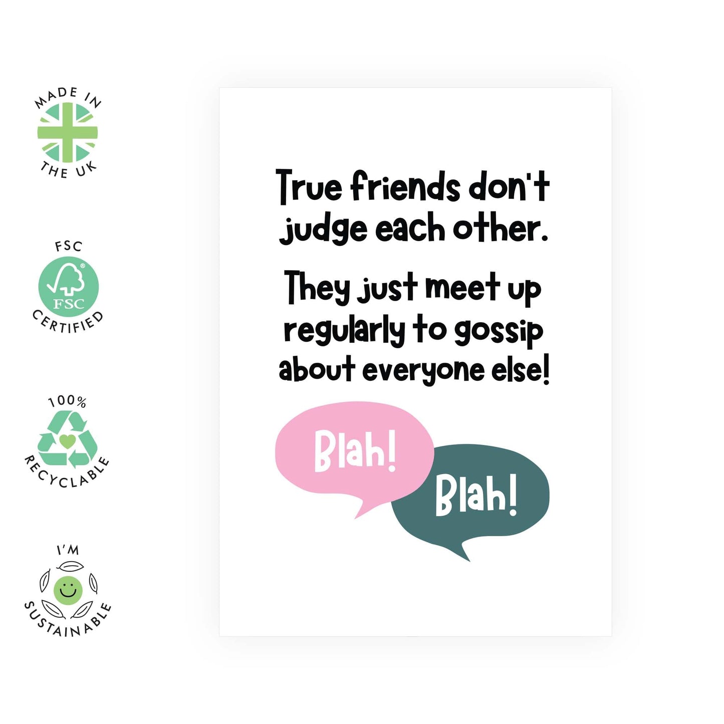 Playful Greeting Card - 'TRUE FRIENDS GOSSIP' - Perfect for Celebrating Friendship with a Dash of Humor - Ideal for Friends BFFs Who Love to Share Secrets and Laugh - Comes With Stickers By Central 23