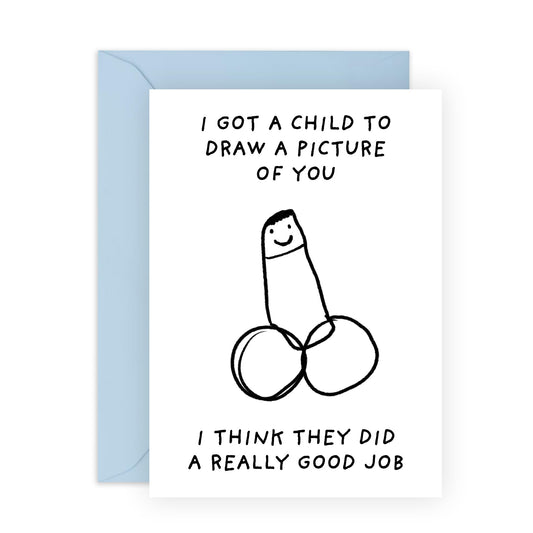 Hilarious Drawing Birthday Card - 'Child Draw A Picture Of You' - Gifts for Co-worker, Colleagues, Best Friends, BFF, Cousin, Him, Bruv, Brother, Bro - Accurate - Comes with Fun Stickers