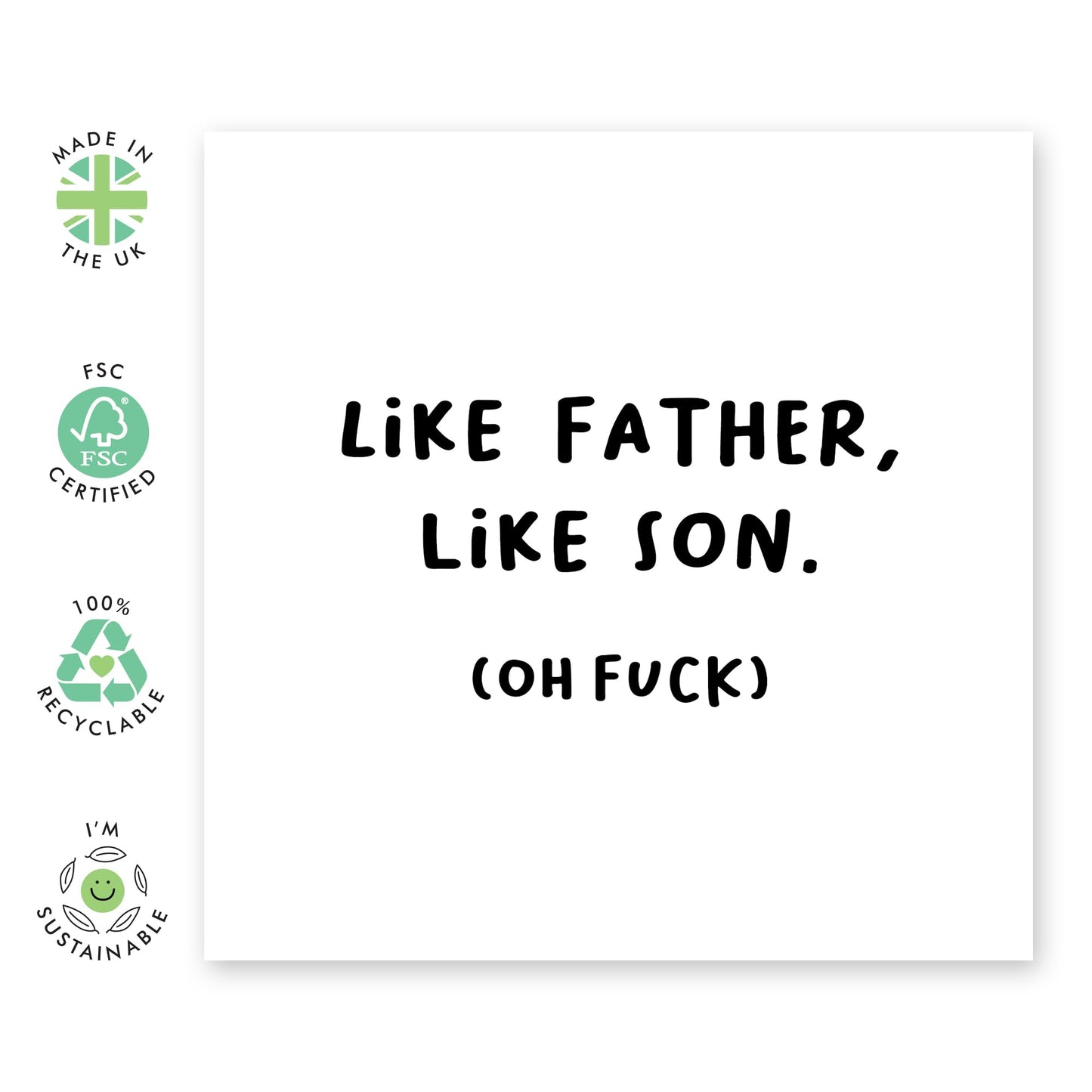 Funny Greeting Card - 'LIKE FATHER LIKE SON' - Hilariousl Gift for Father’s Day, Bday, or Any Occasion - Dad Birthday Card - Comes with Stickers