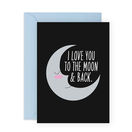 Anniversary Card For Boyfriend Girlfriend - Love You To The Moon & Back - Wedding Anniversary Card For Husband Wife - Valentines Day Card For Couple Partner - Comes With Stickers - By Central 23
