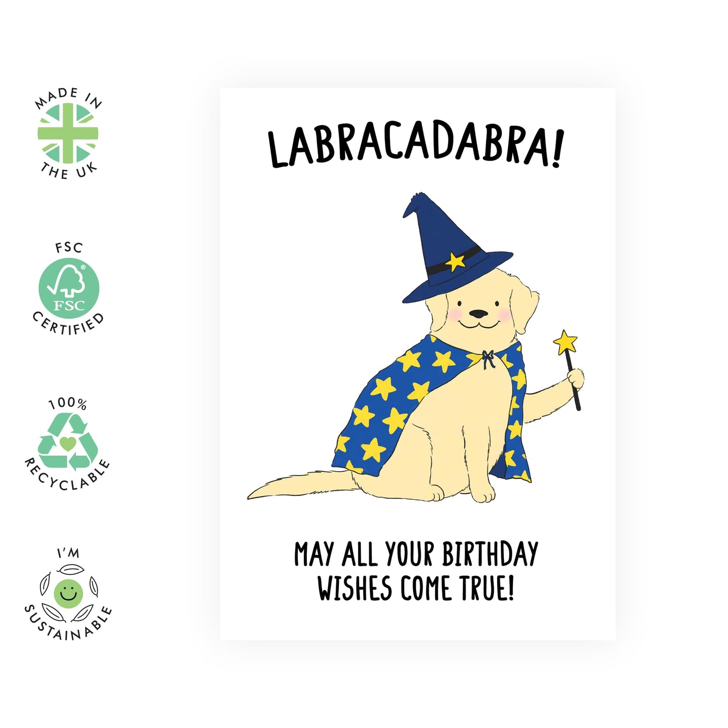 Adorable Birthday Card Dog - 'Magical Labrador Birthday' - Gifts for Him, Boys, Men, Brother, Son, Nephew - Abrakadabra - Comes with Fun Stickers