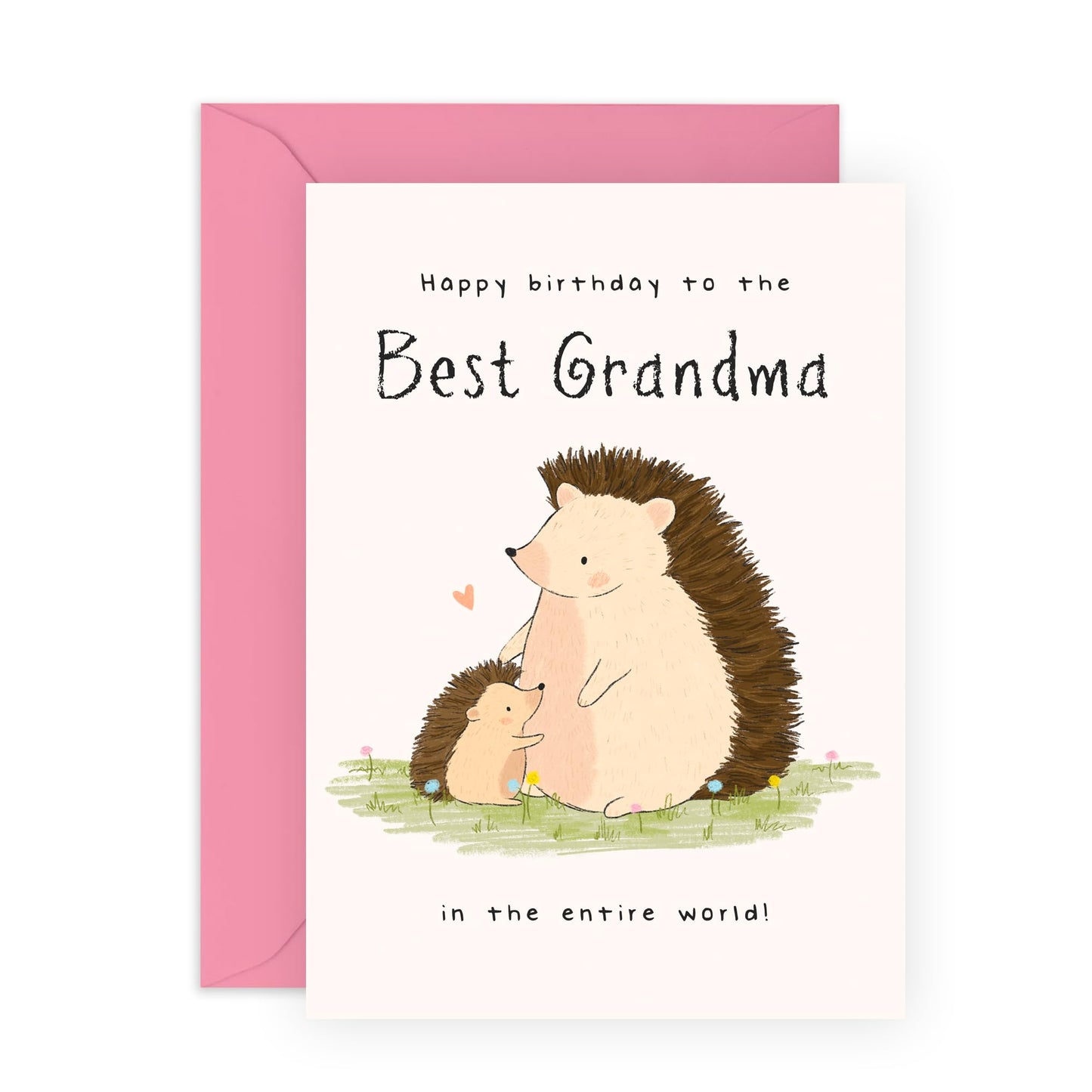 Cute Birthday Card for Her – "Hedgehog Grandma" – Greeting Card for Nan, Granny, Grandmother, Grandparent - Adorable Animals - Comes with Fun Stickers