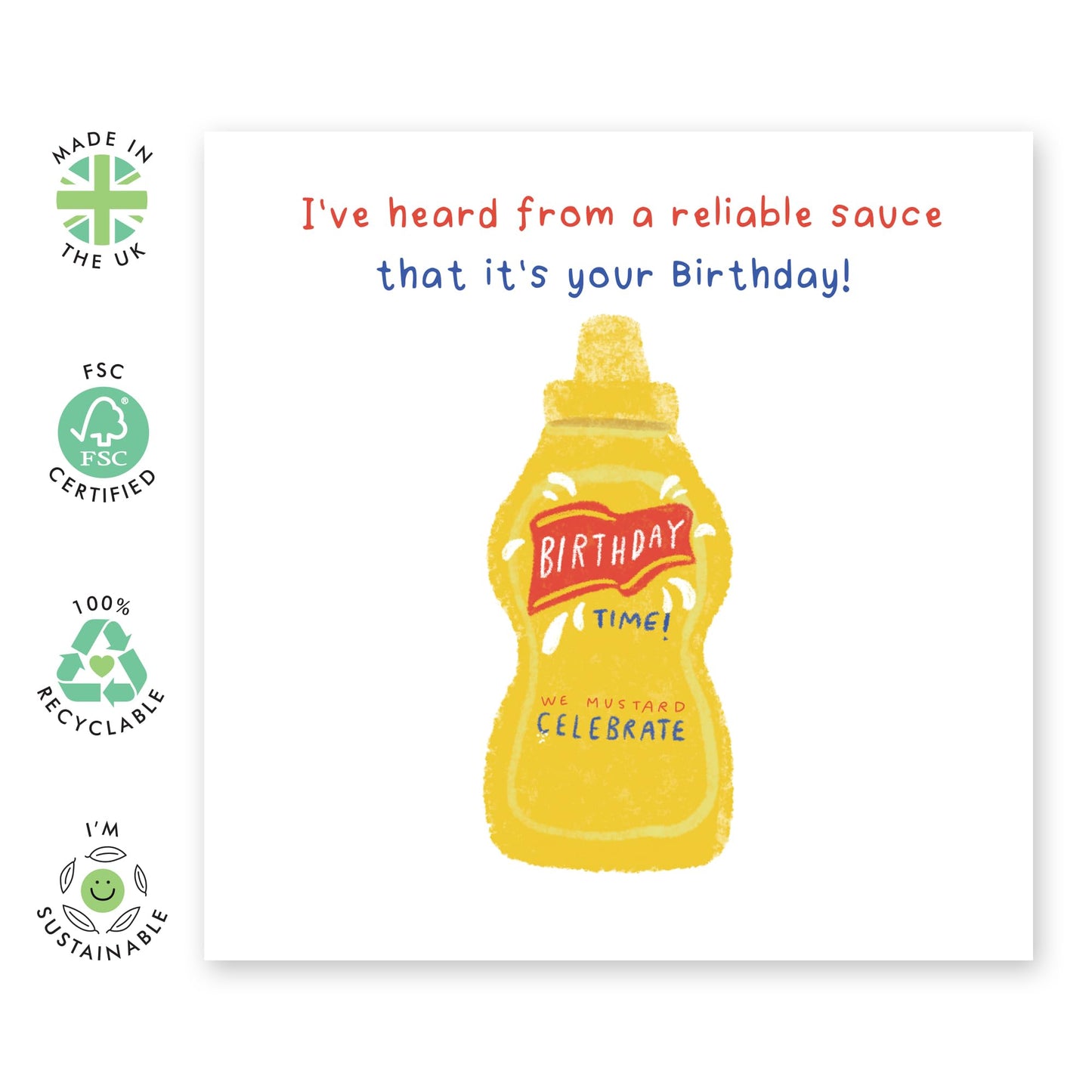 Funny Mustard Birthday Card Joke - 'Reliable Sauces' - Gifts for Friends, Bruv, Mates, Colleagues, Co-workers, Him, Her, Bestie, BFF, Cousin - Hotdogs - Comes with Fun Stickers