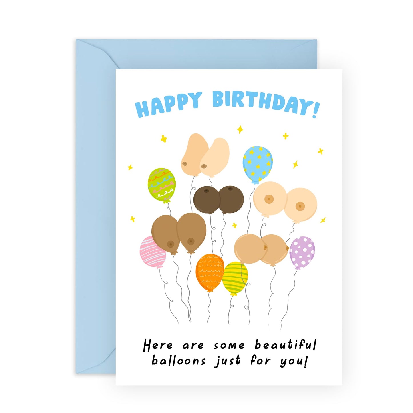 Naughty Greeting Card For Men - Birthday Boob Balloons - Funny Birthday Card For Him - Gift For Husband - Best Friend - Boyfriend - Brother - Comes With Stickers - By Central 23