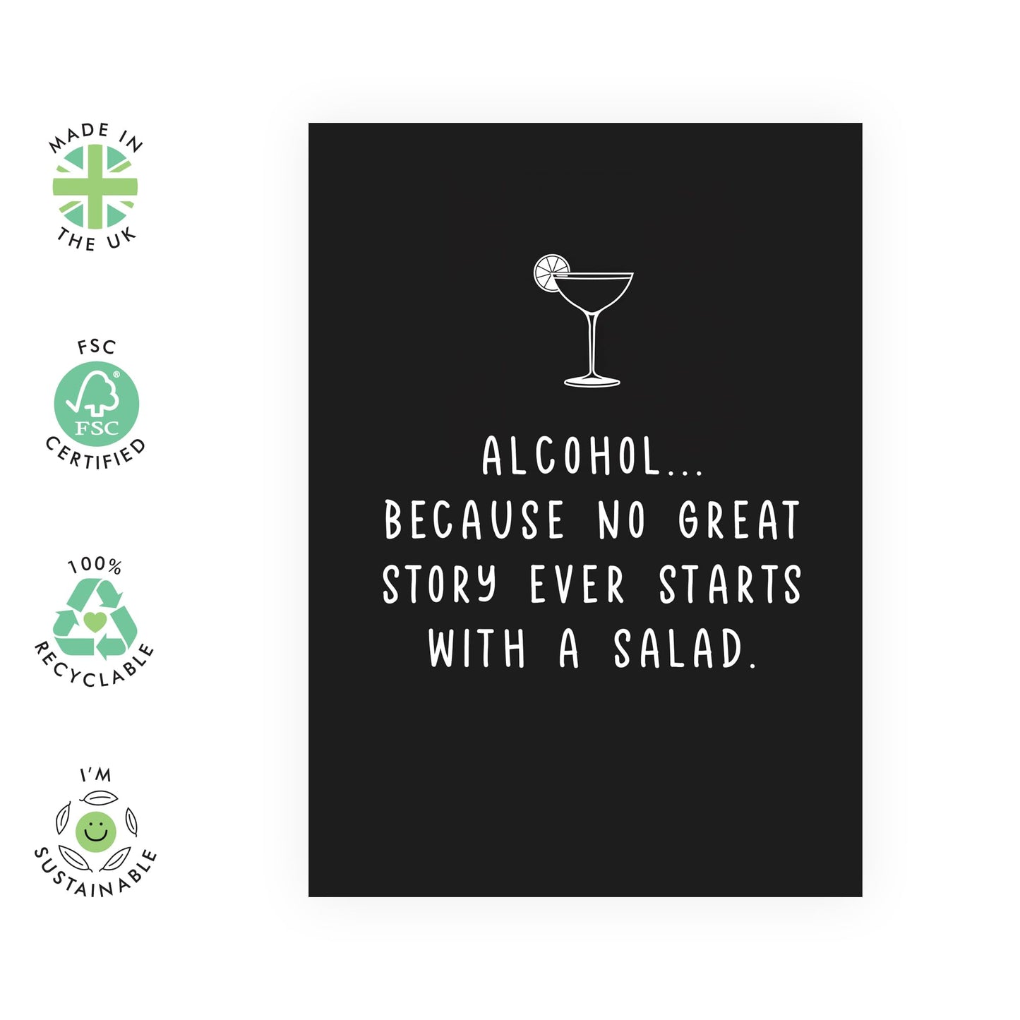 Birthday Cards For Him Her - No Great Story Starts With A Salad - Funny Greeting Cards From Partner - Birthday Cards Wife Husband - Humorous Gift From Couple - Comes With Fun Stickers By Central 23