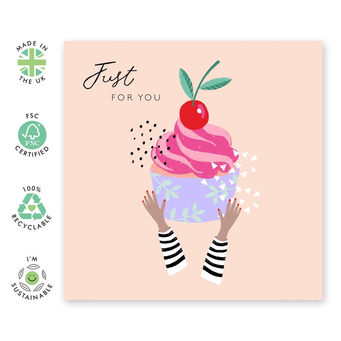 Greeting Cards For Her Him - Just For You Cupcake - You Are Loved Card - Congratulations Well Done Thank You - Birthday Cards For Men Women - Comes With Stickers By Central 23