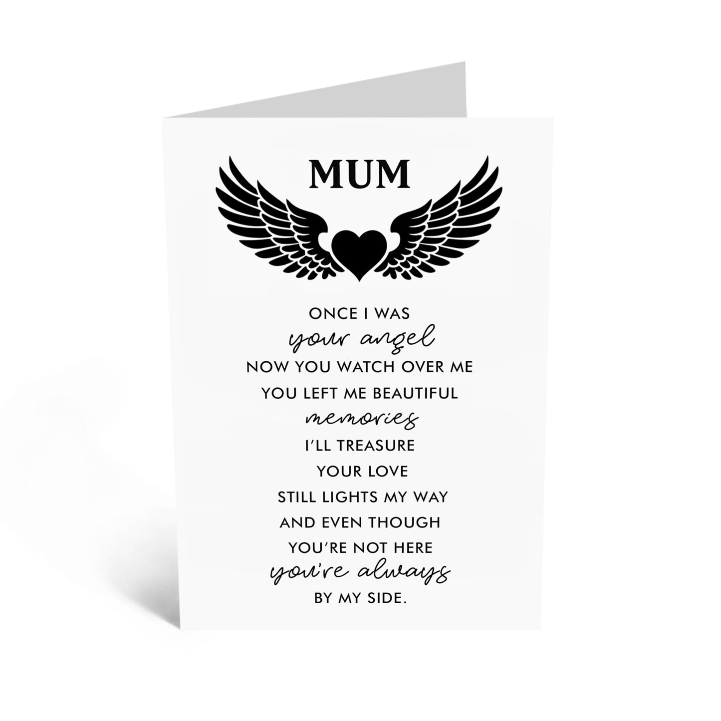 Mum in Heaven Memorial Card - ‘I Have an Angel’ Remembrance Greeting - Mother’s Day Card for Deceased Mum - Elegant Angel Wings & Heart Design - Sympathy Keepsake with White Envelope