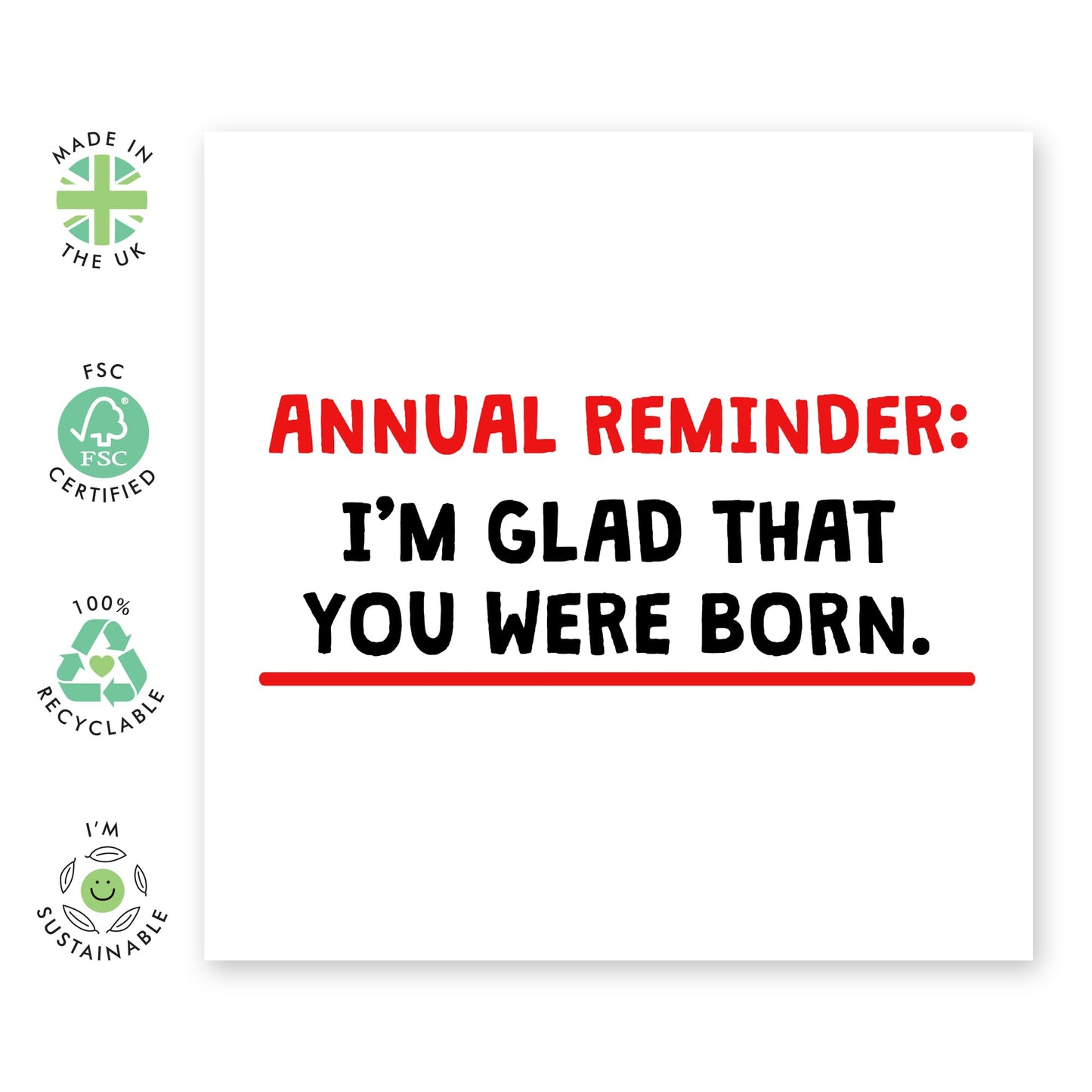 Joyful Greeting Card - 'GLAD YOU WERE BORN' - Perfect for Birthdays, Celebrations, or Just Because - A Heartfelt Way to Celebrate Someone Special - Comes With Stickers By Central 23