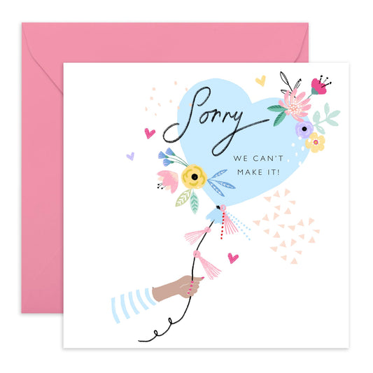 Wedding Declined Rsvp Card From Guest - Sorry We Can't Make It Balloon - Wedding Regret Card From Guest - Wedding Invitations From Groom Bride - Comes With Fun Stickers By Central 23