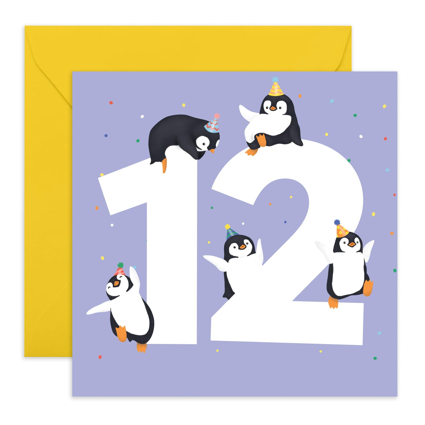Birthday Card For Boys Girl Age 12 - Happy Twelfth Birthday Cards For Kids - Penguin Age 12 - Gifts For Boys Girls Niece Nephews - Twelve Years Old - Comes With Fun Stickers - By Central 23