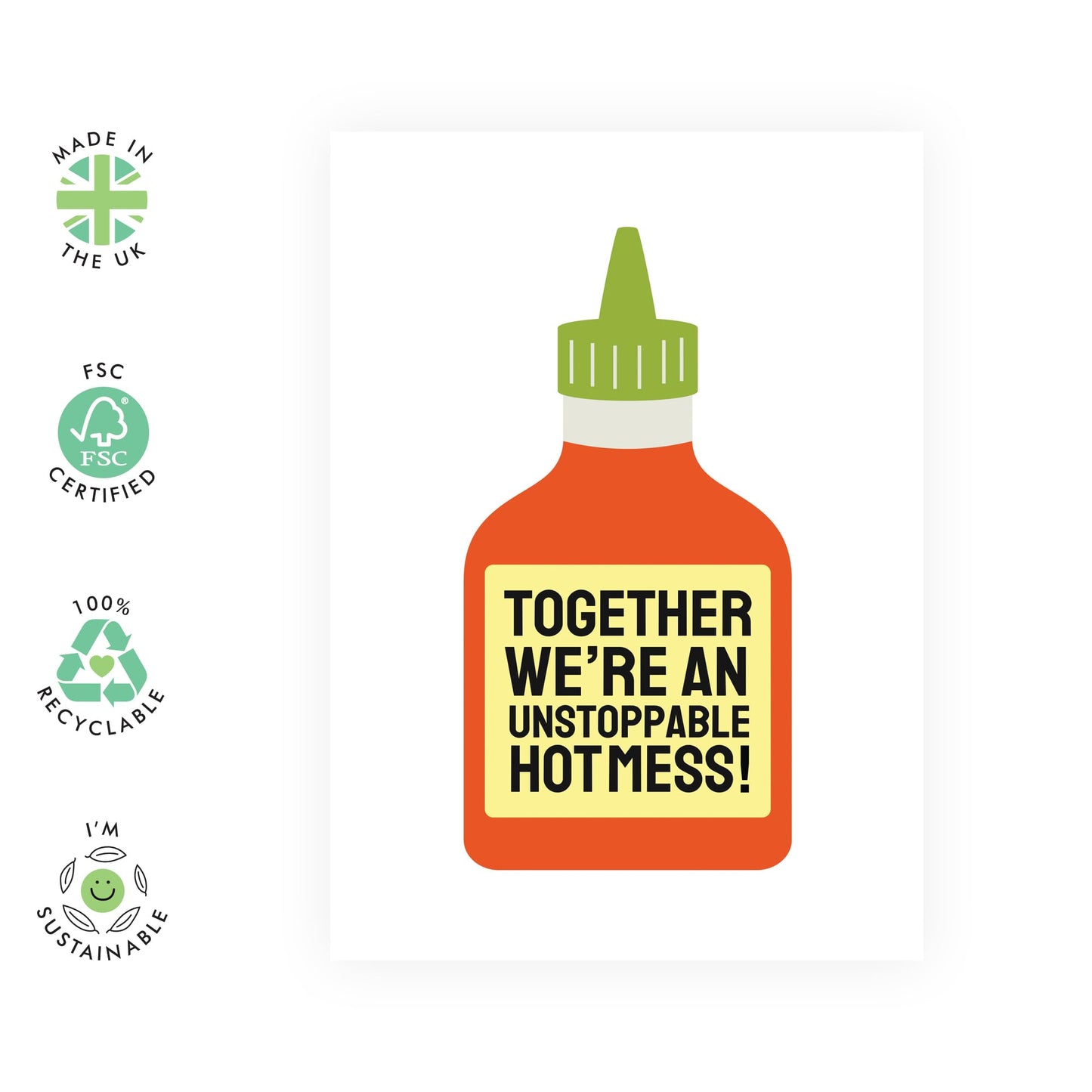 Best Friend Birthday Card - Unstoppable Hot Mess - Anniversary Card For Husband Wife Boyfriend Girlfriend - Birthday Cards For Men Women - Valentines Day Card - Comes With Stickers - By Central 23