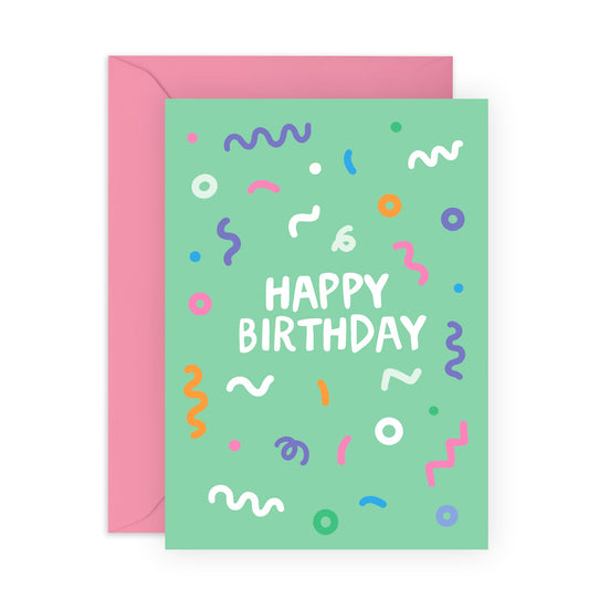 Party Time Birthday Card - 'Confetti Birthday' - Gifts for Co-worker, Colleagues, Best Friends, BFF, Cousin, Her, Him, Bruv, Brother, Bro - Celebrate - Comes with Fun Stickers