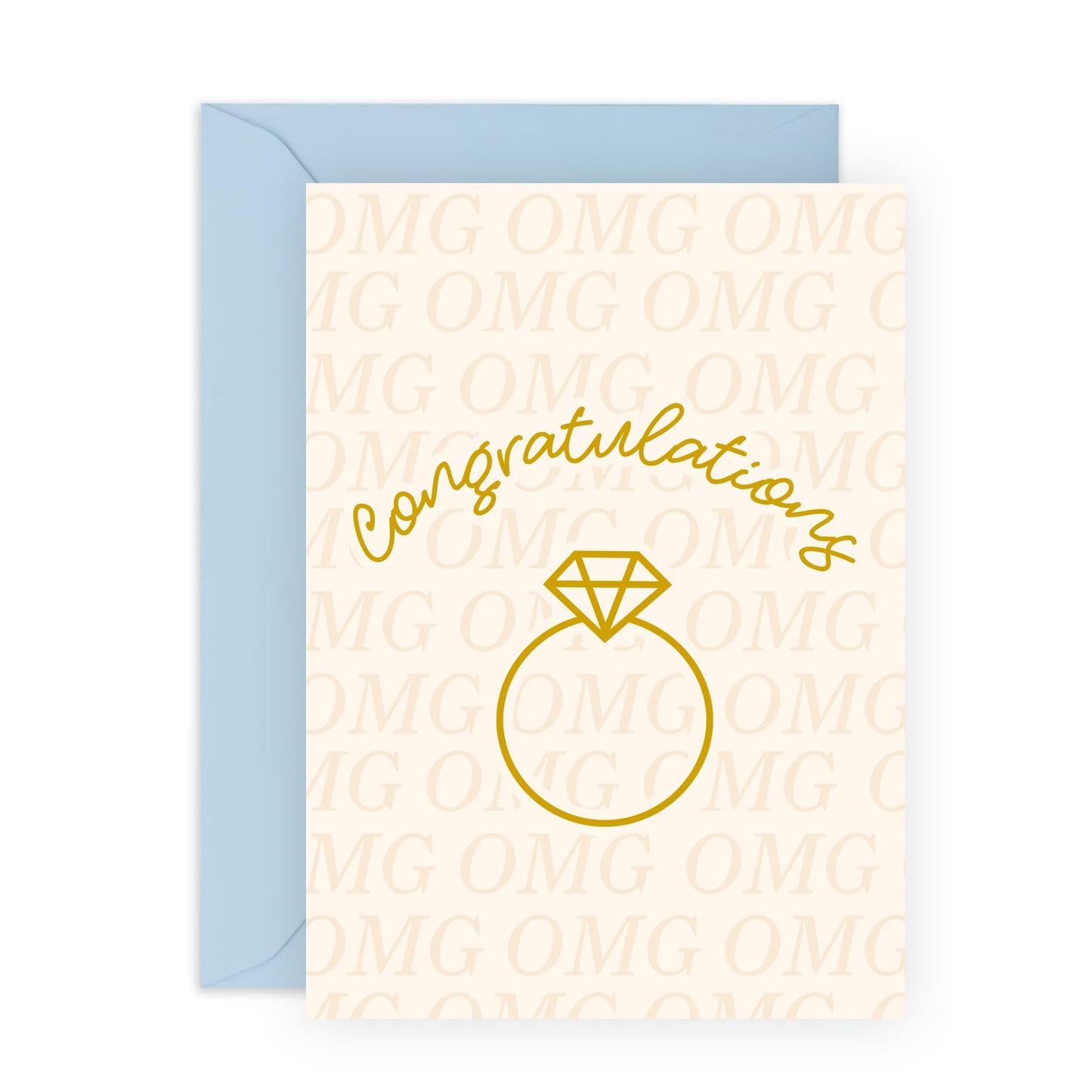 Cute Engagement Card for Him and Her - "Congratulations" - Gifts for Friends, Brother, Sister, Bestie, BFF, Son, Daughter - Minimalist and Romantic Ring Design - Includes Envelope