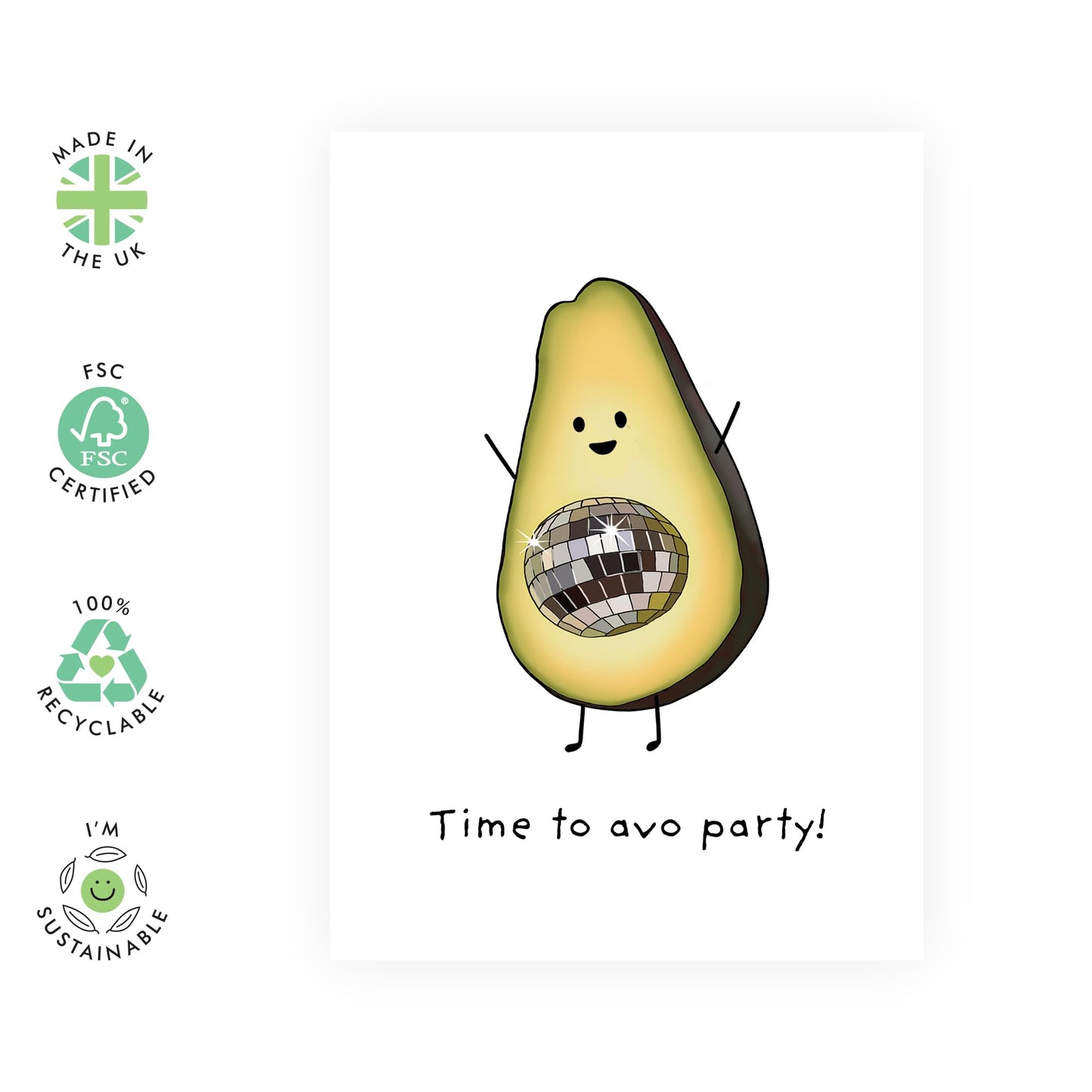 Avocado Birthday Party Card - 'Avo Party' - Gifts for Her, Him, Friends, Family - Healthy Eating - Comes with Fun Stickers