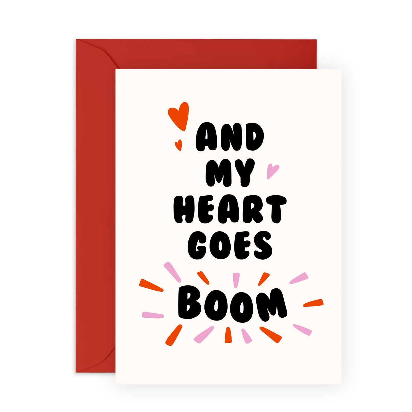 Sweet Anniversary Card - And My Heart Go Boom - Valentines Day Cards For Husband Wife Boyfriend Girlfriend - I Love You Cards For Couples - Cheesy Cards For Fiance - Comes With Stickers By Central 23