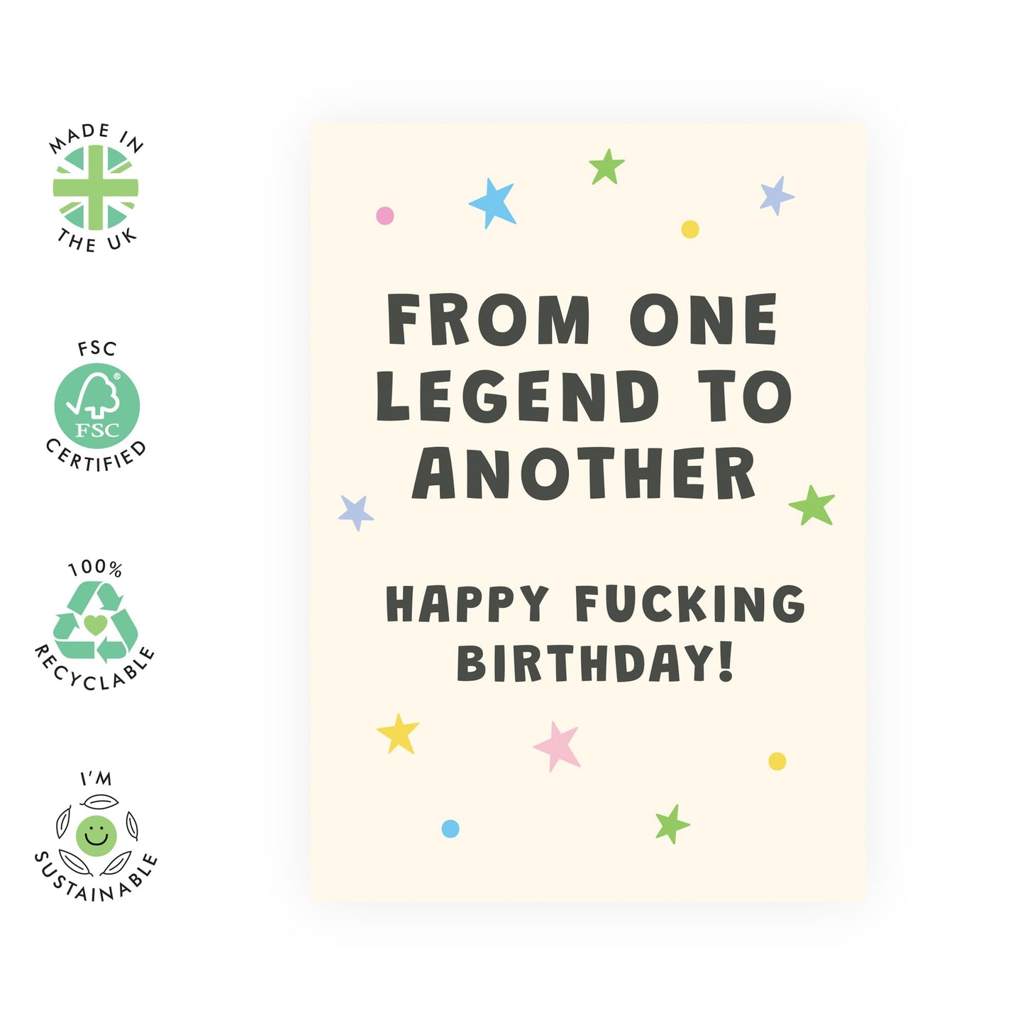 Dad Birthday Card Funny - From One Legend To Another - Grandad Birthday Cards For Men - Humorous Gifts For Him Son Father Uncle - Comes With Cute Stickers By Central 23