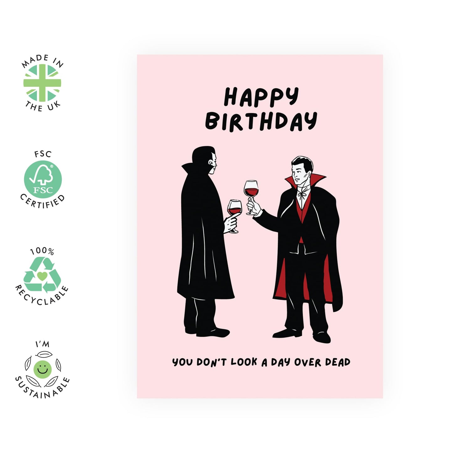 Vampire Birthday Card - You Don't Look A Day Over Dead - Dark Humour - Funny Birthday Cards For Friends Men Women Him Her - Happy Bday Gifts - Comes With Fun Stickers By Central 23